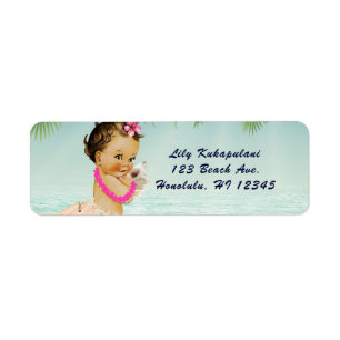 Étiquette Invitation Rétro de Baby Shower Hawaïen Plage Aloh
