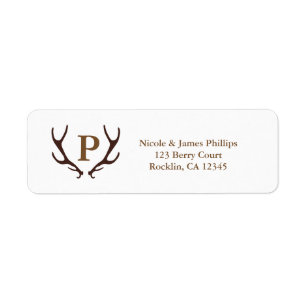 Étiquette Invitation Rustique Marron avec Bois de Cerf