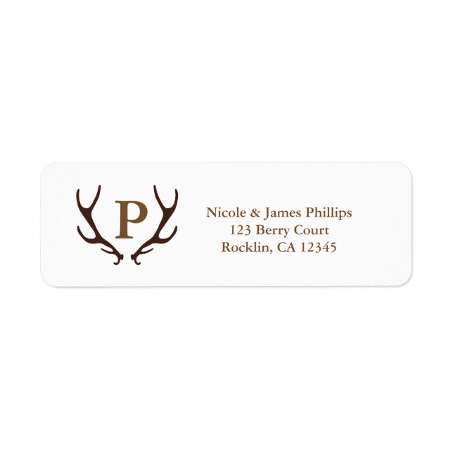 Étiquette Invitation Rustique Marron avec Bois de Cerf (Devant)