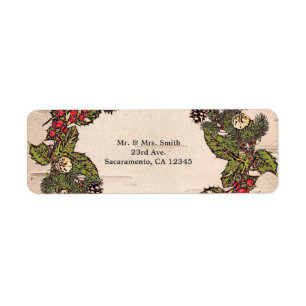 Étiquette Invitation vintage Rustic Birch Christmas Party