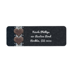 Étiquette Invitation Western Glam en cuir noir et diamants