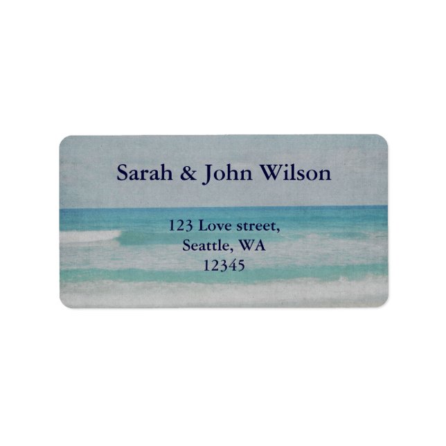 Étiquette Invitations de mariage romantique sur la plage (Devant)
