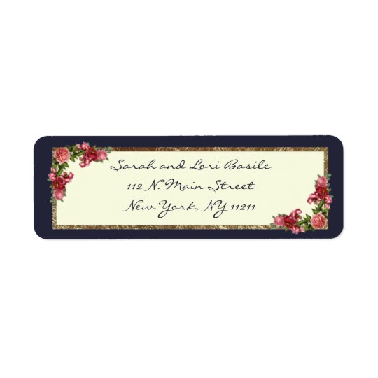 Étiquette Invitations du bonbon 16 à bleu marine et à or de