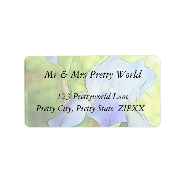 Étiquette Irises bleues romantiques (Devant)