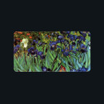 Étiquette Irises de Vincent van Gogh, Jardin Vintage<br><div class="desc">Irises (1889) de Vincent van Gogh est une peinture vintage à fleurs de paysage de post impressionnisme d'art, représentant un jardin aux iris à barbe violet poussant par des pavots orange. Une seule fleur d'iris blanc fleurit au bord. À propos de l'artiste : Vincent Willem van Gogh (1853-1890) fut l'un...</div>