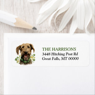 Étiquette Irish Wolfhound Dog Shamrocks Adresse de retour