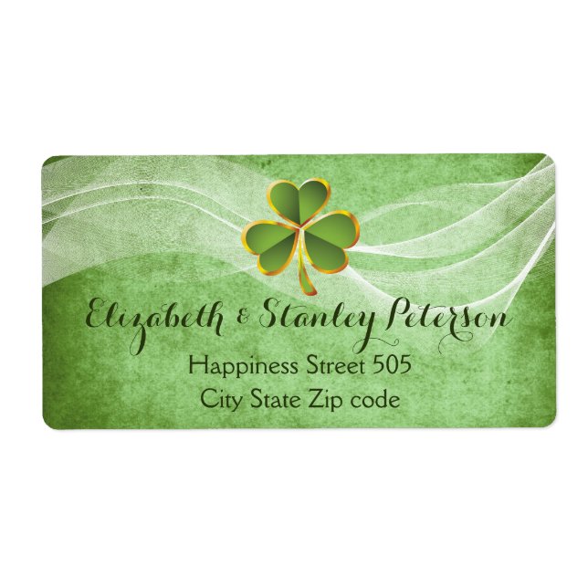 Étiquette Irlandais trèfle et voile blanc vert mariage irlan (Devant)