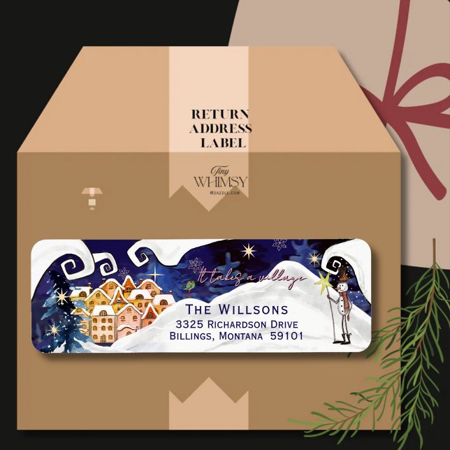 Étiquette It Takes a Village Winter Guardian Baby Shower  (It Takes a Village Winter Guardian Baby Shower Label)