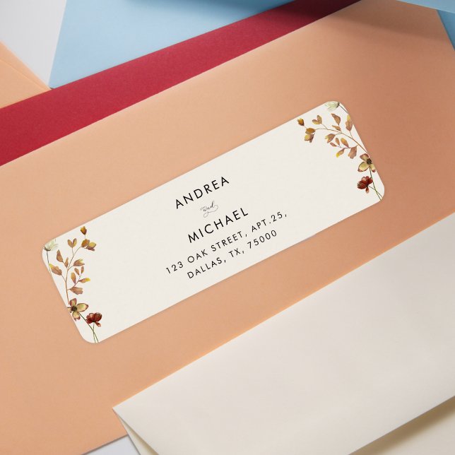 Étiquette Ivory Cream Fleurs sauvages Automne Retour Adresse (Créateur téléchargé)
