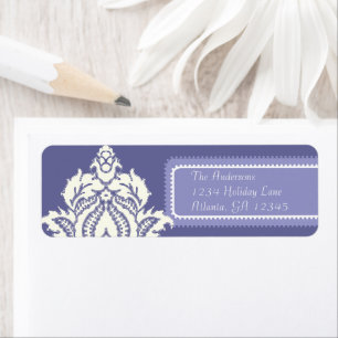 Étiquette Ivory Damask Periwinkle violet
