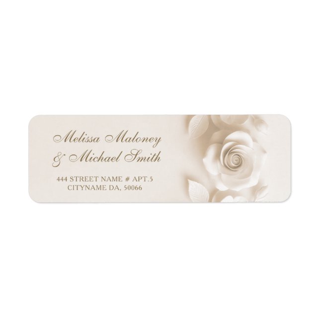 Étiquette Ivory Fleurs Roses Mariage 3D (Devant)