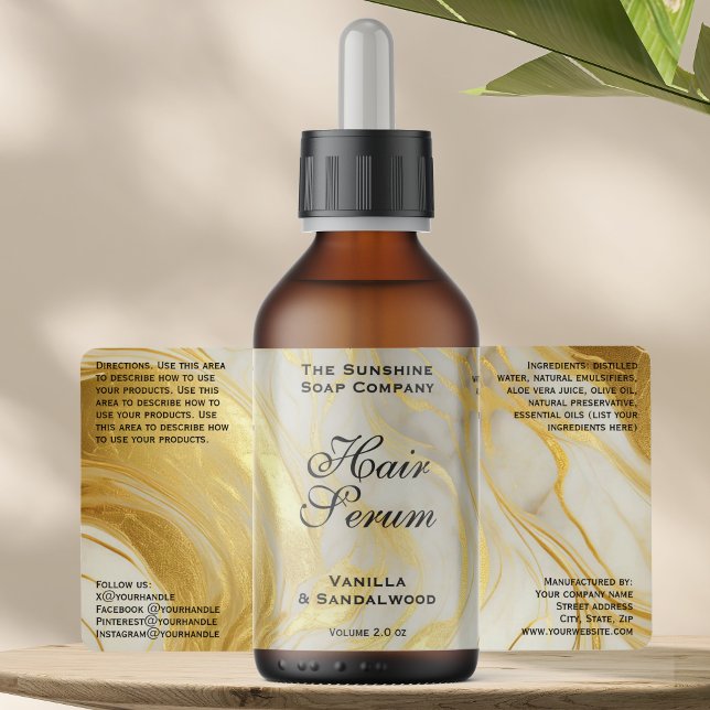 Étiquette Ivory Gold Foil Cosmetics or Dropper Bottle Label (Créateur téléchargé)