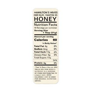 Étiquette Ivory Honey Nutrition Facts Return Adresse Label