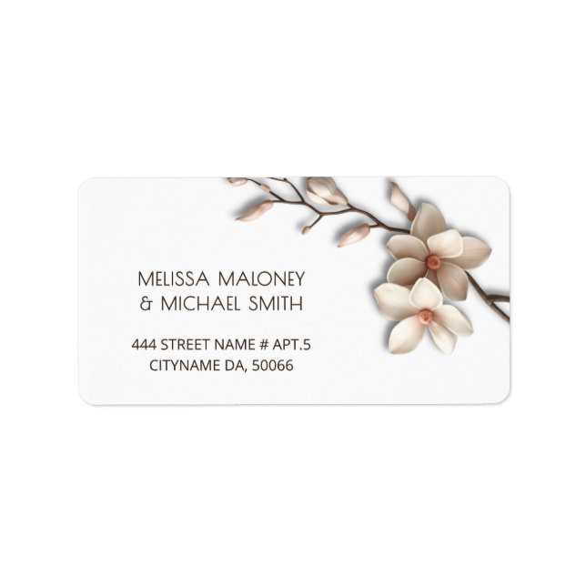Étiquette Ivory Magnolia 3D Flowers |  Wedding (Devant)