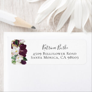 Étiquette Ivory Plum Purple Florple Adresse de retour