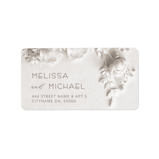Étiquette Ivory Roses Fleurs 3D |  Mariage (Devant)