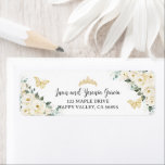 Étiquette Ivory White Floral Quinceanera Return Address<br><div class="desc">Personalize these chic ivory white floral butterflies return address labels today.  Great for birthday party,  quinceanera,  sweet 16,  princess party,  etc.  Matching items available in store!  (c) The Happy Cat Studio.</div>