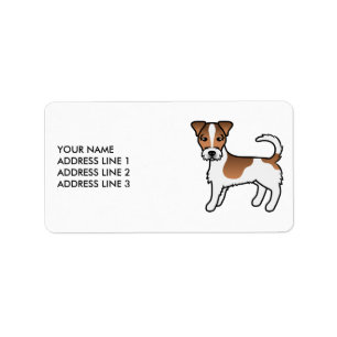 Étiquette Jack Russell Terrier à poil dur marron et texte