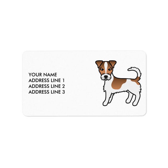 Étiquette Jack Russell Terrier à poil dur marron et texte (Devant)