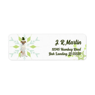 Étiquette Jack Russell Terrier Dog Green Christmas Adresse
