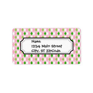 Étiquette Jacquard de blanc de vert de chaux de rose