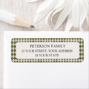 Étiquette Jacquard vert rustique Noël Adresse de retour Labe