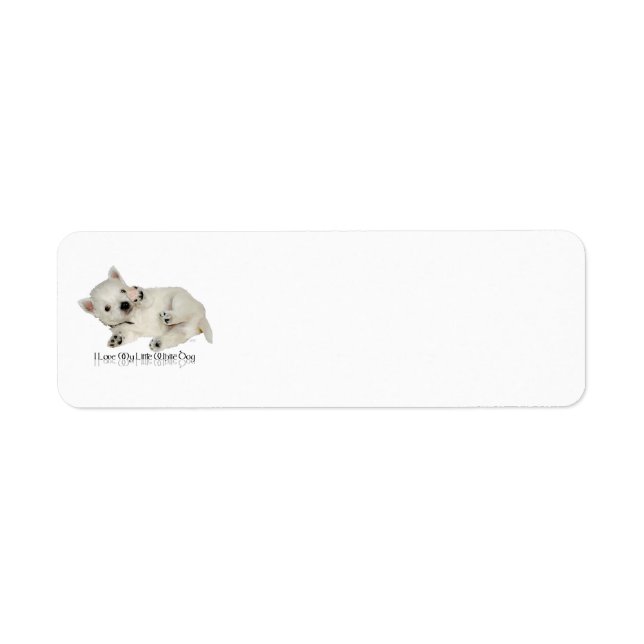 Étiquette J'adore mon petit chien blanc - chiot Westie (Devant)