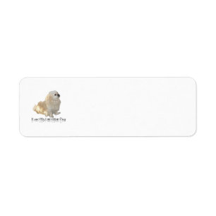 Étiquette J'adore mon petit chien blanc - Épagneul Pékinois