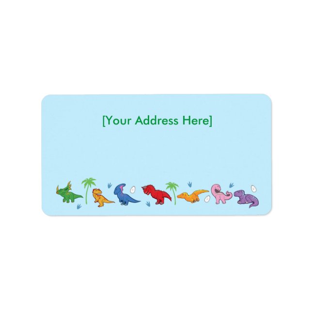 Étiquette J'Aime Les Dinosaures ! (Cute) (Devant)