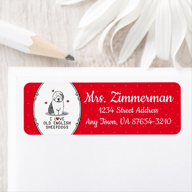 Étiquette J'aime les vieux bergers anglais (Grey 1) mignonne (En situation)