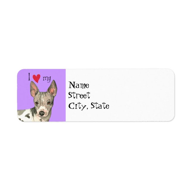 Étiquette J'aime mon American Hairless Terrier (Devant)