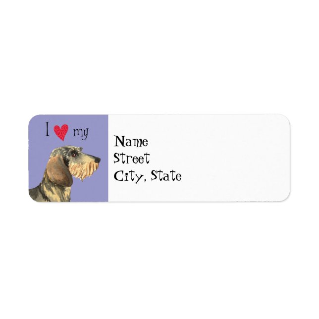 Étiquette J'aime mon Dachshund À poils durs (Devant)