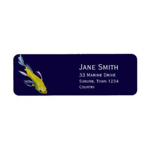 Étiquette Japonais jaune Koi art original poisson