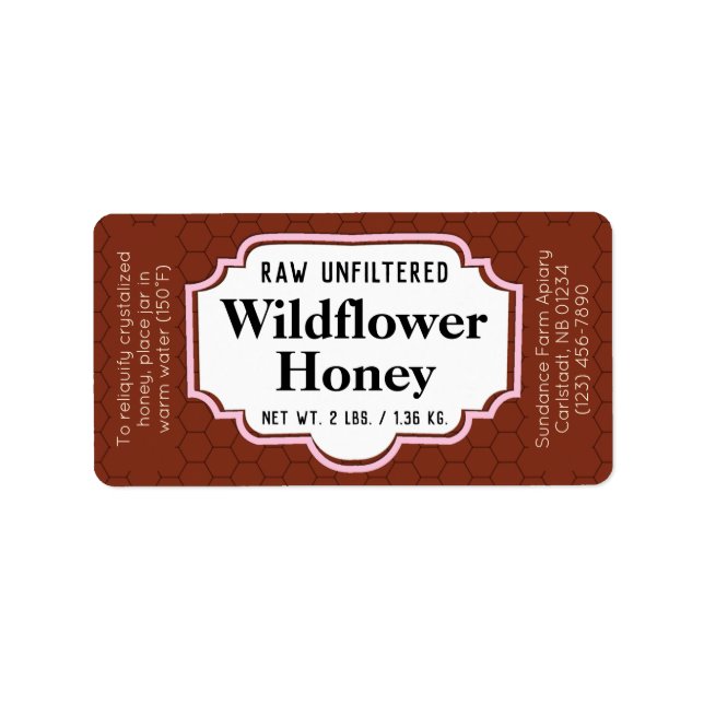 Étiquette Jar de miel en ambre foncé (Devant)