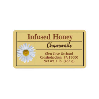 Étiquette Jar de miel en or ambré de chamomille