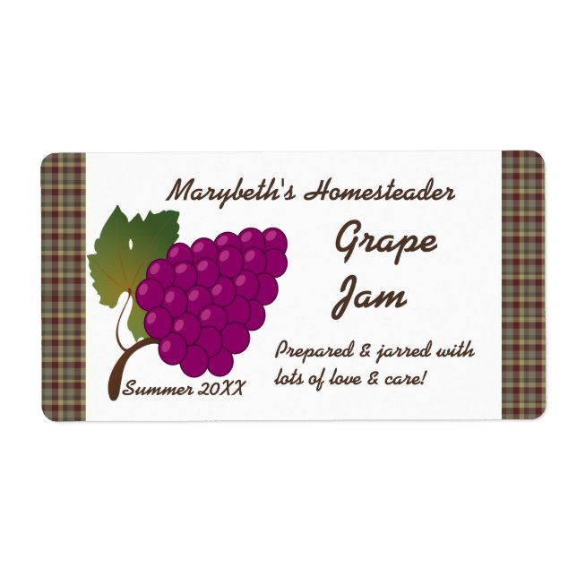 Étiquette Jar Jam Grape (Personnaliser) (Devant)