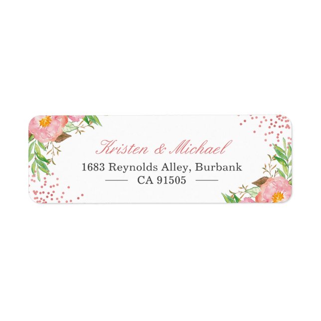 Étiquette Jardin aquarelle botanique floral rose blush (Devant)