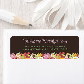 Étiquette Jardin de fleurs roses pastel de printemps Adresse