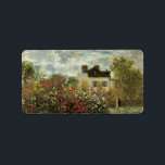 Étiquette Jardin de Monet à Argenteuil par Claude Monet<br><div class="desc">Le Jardin de l'Artiste à Argenteuil (Un coin du Jardin avec Dahlias) (1873) de Claude Monet est un impressionisme vintage peinture de la nature florale d'art. Une ferme de campagne se trouve dans l'arrière - plan. Un couple amoureux passe devant un jardin romantique de printemps avec des roses en fleurs...</div>
