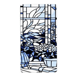 Étiquette Jardin de printemps en verre bleu teinté