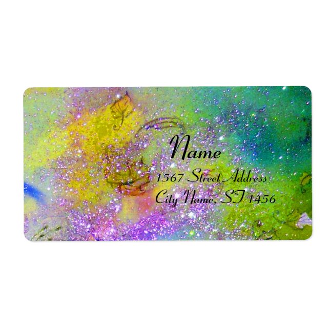 Étiquette JARDIN DES OMBRES PERDUES, jaune vert violet (Devant)