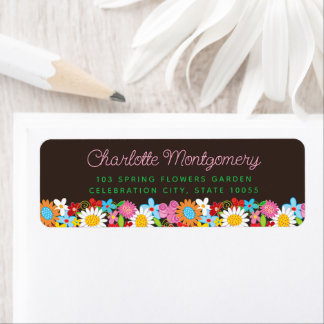 Étiquette Jardin Fantaisiste de Fleurs Printanières Adresse