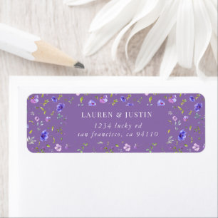 Étiquette jardin violet élégant floral Retourner Adresse Lab