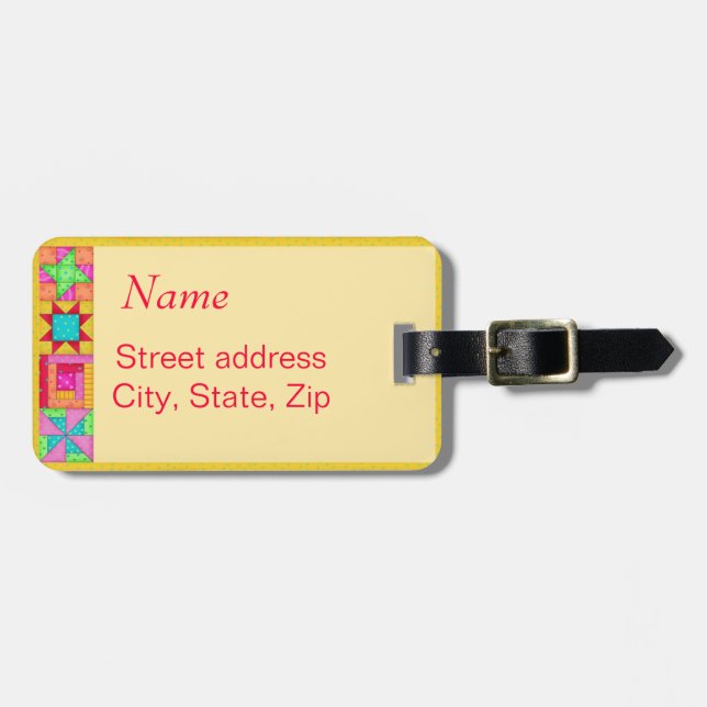 Étiquette Jaune bloc de bagage ou de machine à cou (Devant horizontal)