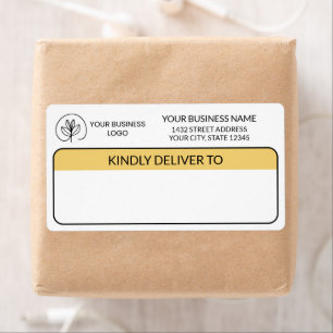 Étiquette Jaune clair et blanc avec votre logo d'entreprise