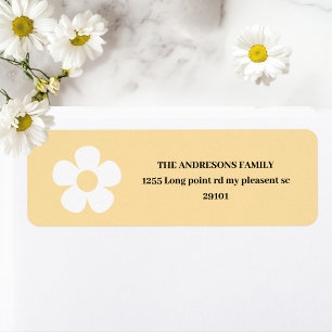 Étiquette Jaune Daisy Joyeux Anniversaire Fête Florale