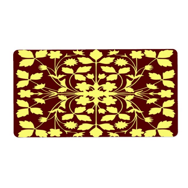 Étiquette Jaune et marron floral (Devant)