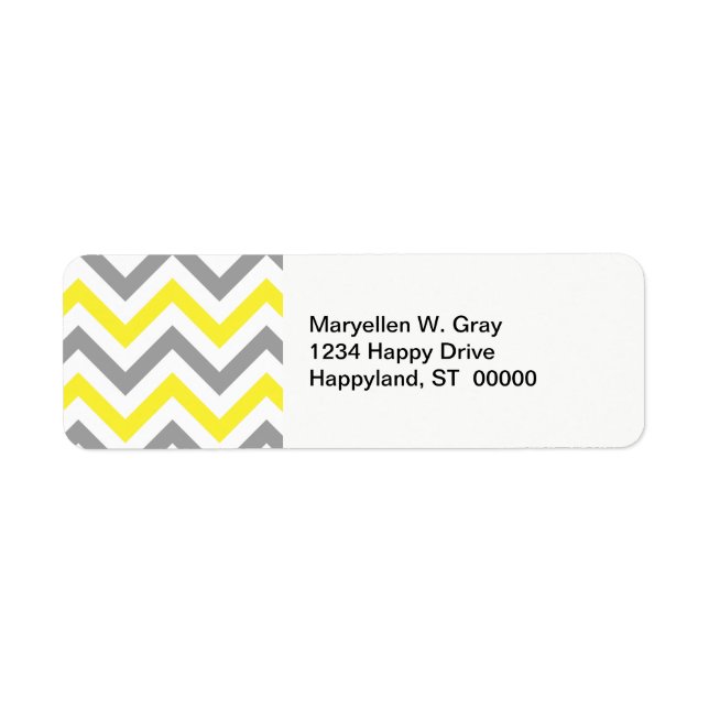 Étiquette Jaune, Gris Dk What Grand Motif Chevron ZigZag (Devant)