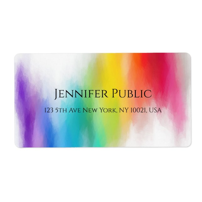 Étiquette Jaune Orange Bleu Vert Rose Rouge Violet Moderne (Devant)