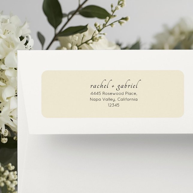 Étiquette Jaune Poussiéreux Pâle | Mariage Chic Simple et Pr (Créateur téléchargé)